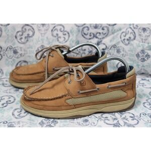 Sperry Topsider Boys 7M‎ Lanyard Brown Leather Boat Shoes